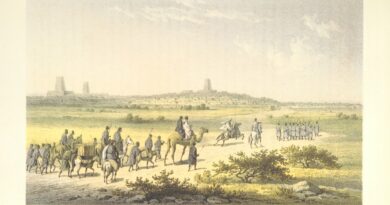 Heinrich Barth approaching Timbuktu on September 7th 1853 as depicted by Martin Bernatz
