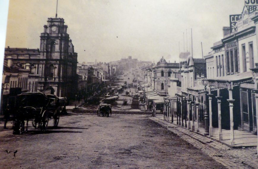 Melbourne city street , 1870s