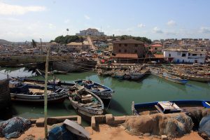 Ghana is roughly the same size as Britain, and has a population of fifteen million. The region around the capital of Accra on the coast is fairly dry and desolate due to the unusually isolated local sub-climate.