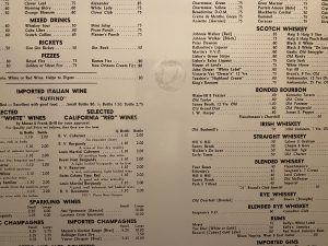 Historic menu from Musso and Frank